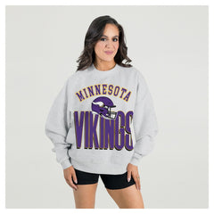 NFL Minnesota Vikings Gameday Couture Women's Fierce Focus Premium Oversized Fleece Pullover Sweatshirt