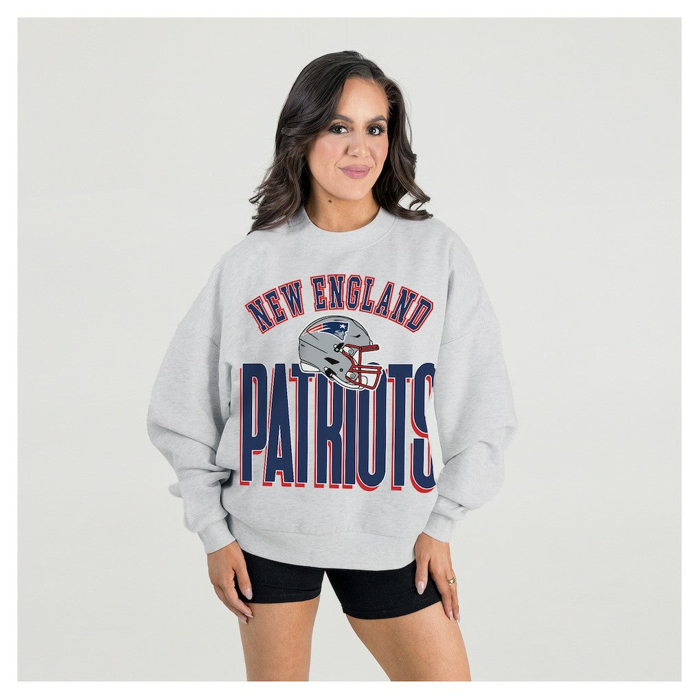 NFL New England Patriots Gameday Couture Women's Fierce Focus Premium Oversized Fleece Pullover Sweatshirt