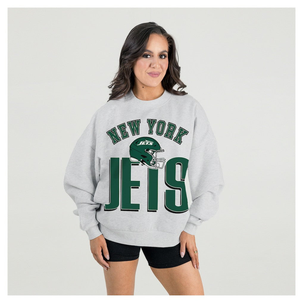 NFL New York Jets Gameday Couture Women's Fierce Focus Premium Oversized Fleece Pullover Sweatshirt