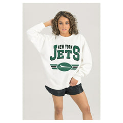 NFL New York Jets Gameday Couture Women's Swift Strike Premium Oversized Fleece Pullover Sweatshirt