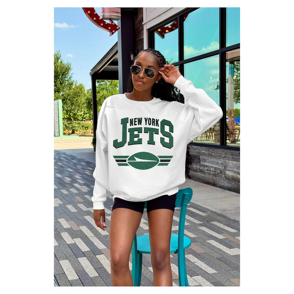 NFL New York Jets Gameday Couture Women's Swift Strike Premium Oversized Fleece Pullover Sweatshirt