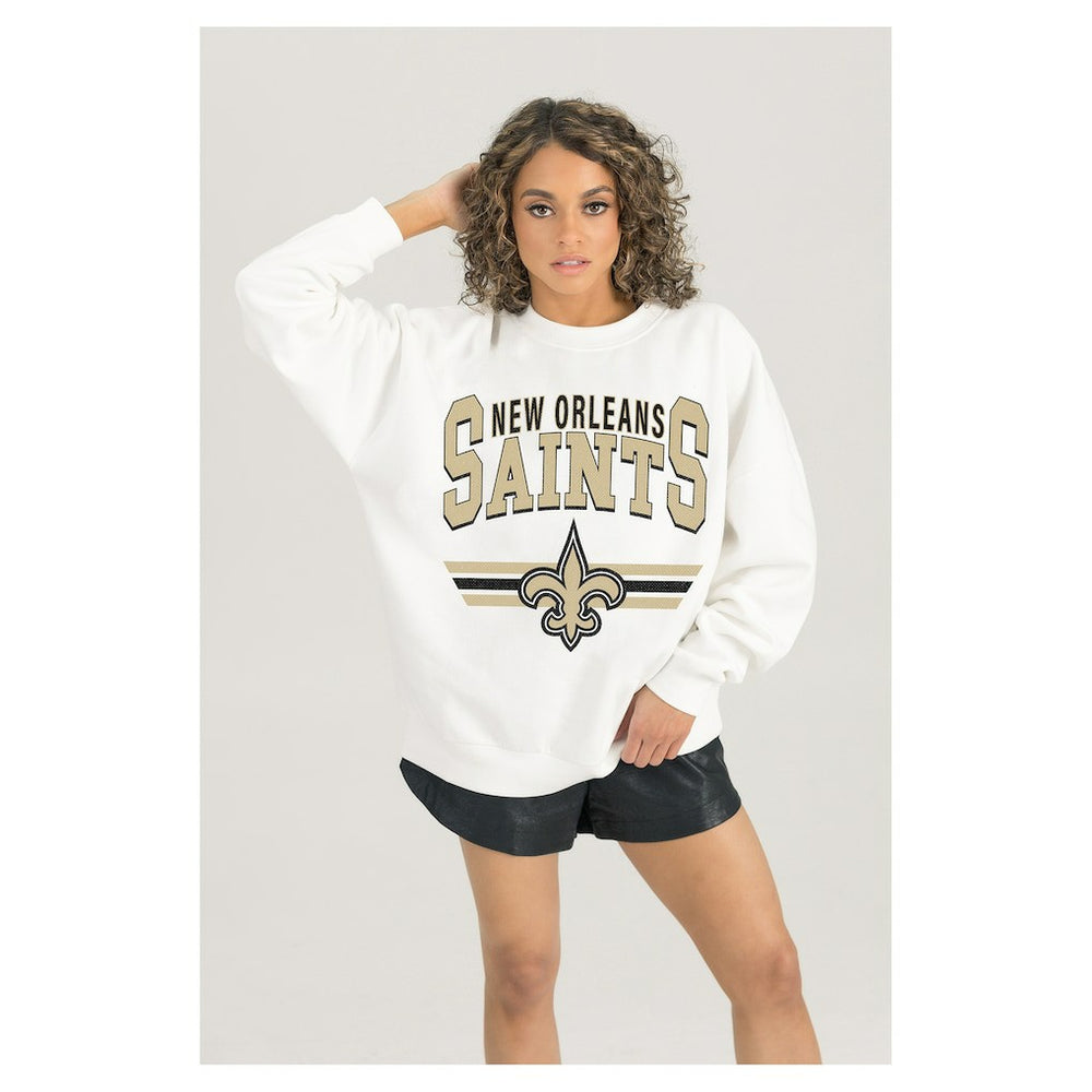 NFL New Orleans Saints Gameday Couture Women's Swift Strike Premium Oversized Fleece Pullover Sweatshirt