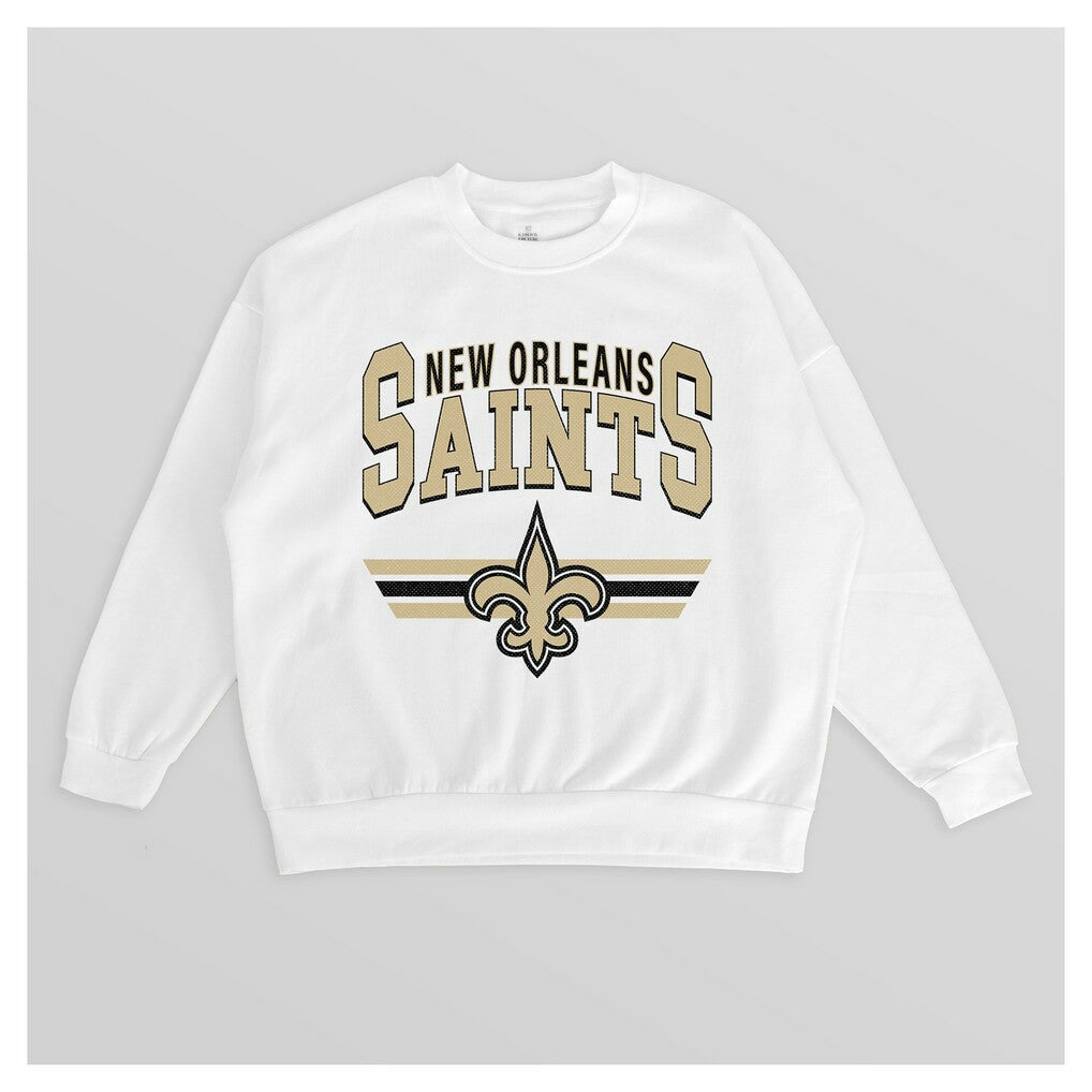 NFL New Orleans Saints Gameday Couture Women's Swift Strike Premium Oversized Fleece Pullover Sweatshirt