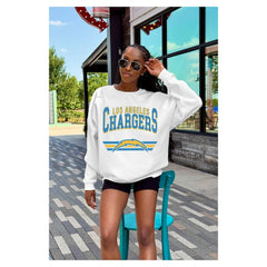 NFL Los Angeles Chargers Gameday Couture Women's Swift Strike Premium Oversized Fleece Pullover Sweatshirt