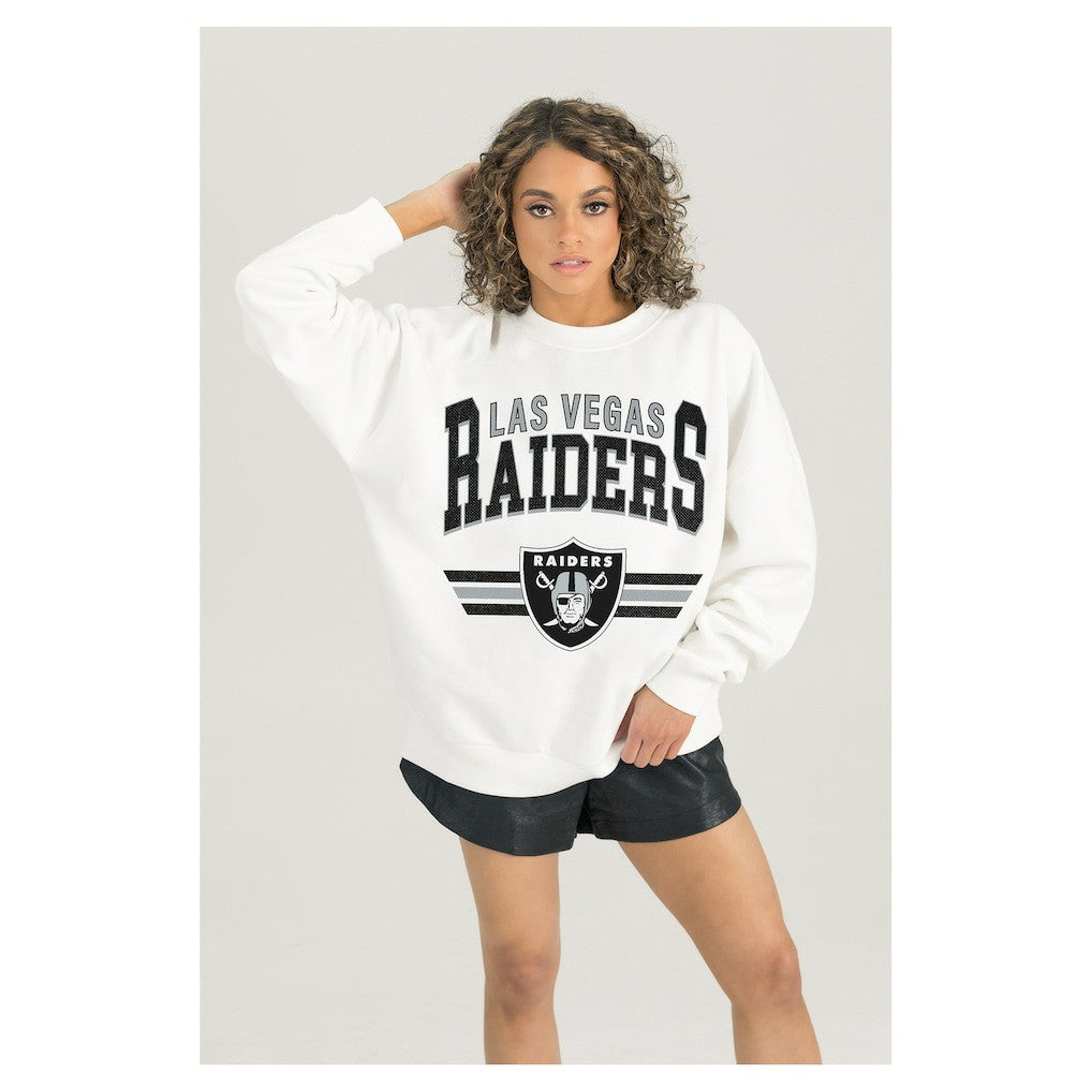 NFL Las Vegas Raiders Gameday Couture Women's Swift Strike Premium Oversized Fleece Pullover Sweatshirt