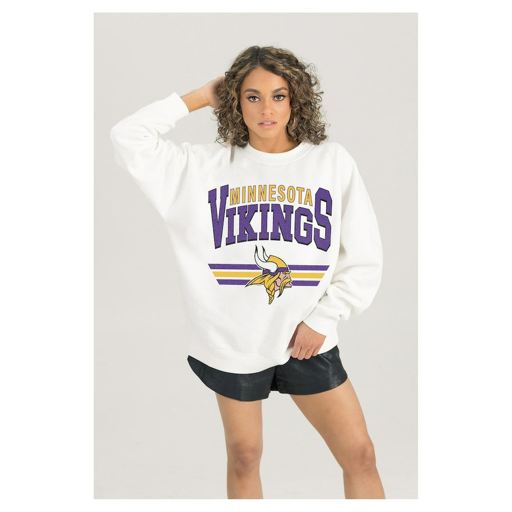 NFL Minnesota Vikings Gameday Couture Women's Swift Strike Premium Oversized Fleece Pullover Sweatshirt