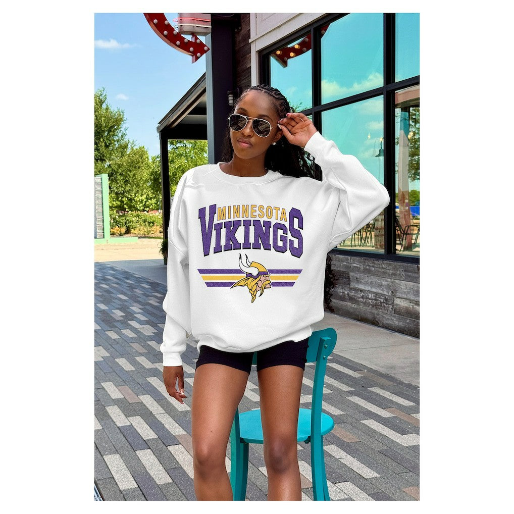 NFL Minnesota Vikings Gameday Couture Women's Swift Strike Premium Oversized Fleece Pullover Sweatshirt