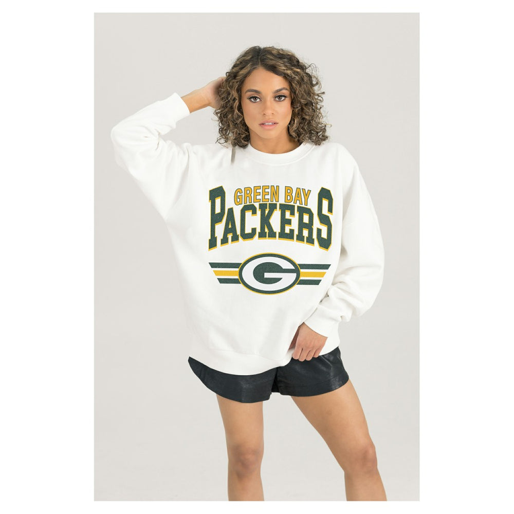 NFL Green Bay Packers Gameday Couture Women's Swift Strike Premium Oversized Fleece Pullover Sweatshirt