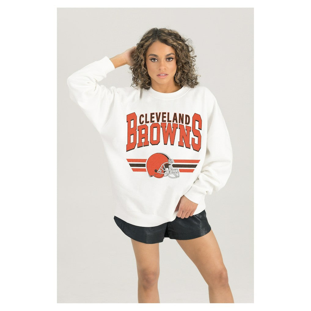 NFL Cleveland Browns Gameday Couture Women's Swift Strike Premium Oversized Fleece Pullover Sweatshirt