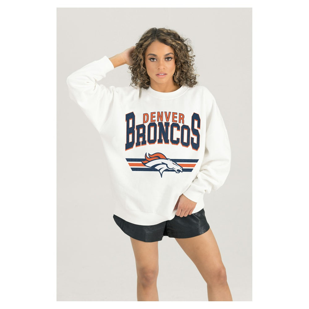 NFL Denver Broncos Gameday Couture Women's Swift Strike Premium Oversized Fleece Pullover Sweatshirt