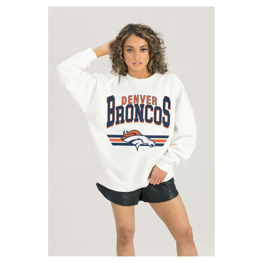 NFL Denver Broncos Gameday Couture Women's Swift Strike Premium Oversized Fleece Pullover Sweatshirt