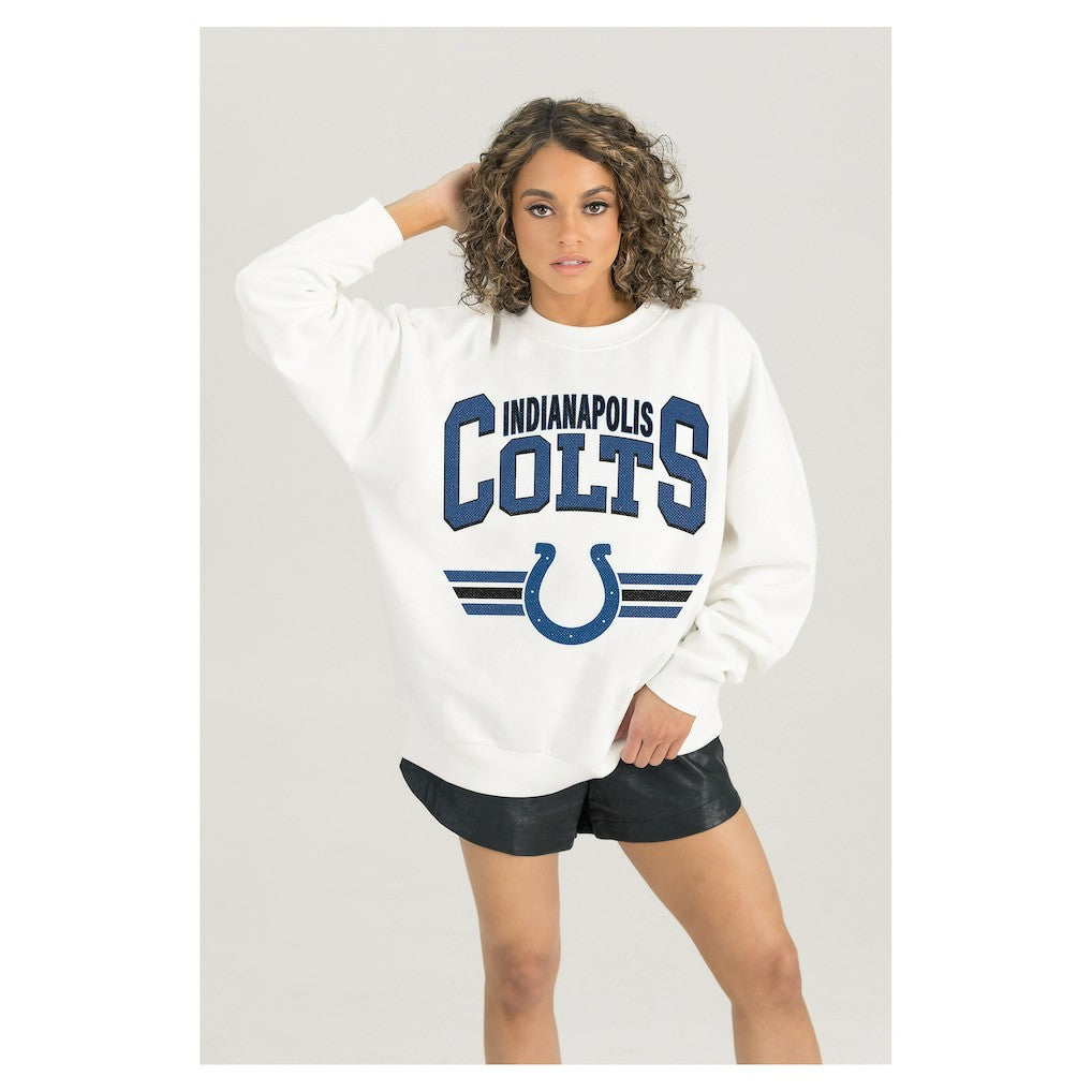 NFL Indianapolis Colts Gameday Couture Women's Swift Strike Premium Oversized Fleece Pullover Sweatshirt