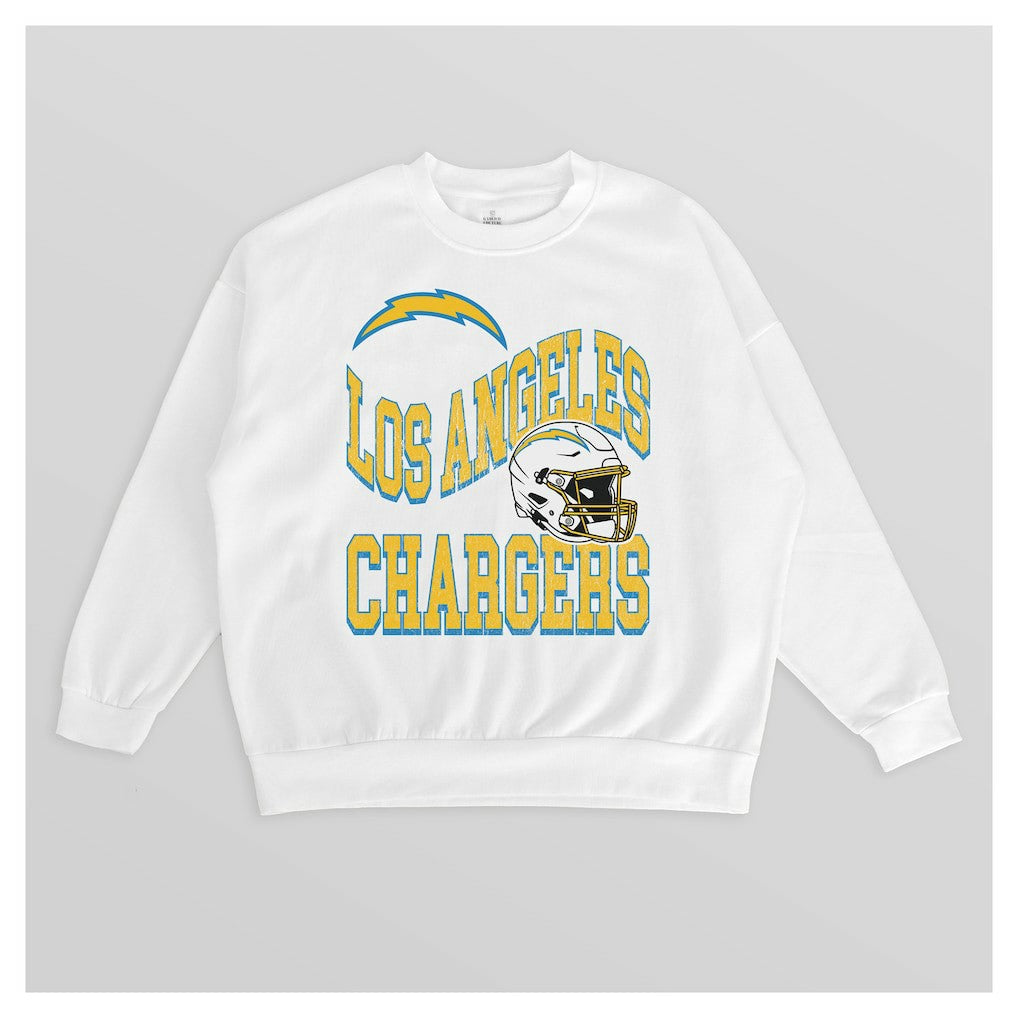 NFL Los Angeles Chargers Gameday Couture Women's Oversized Hard Earned Premium Fleece Pullover Sweatshirt