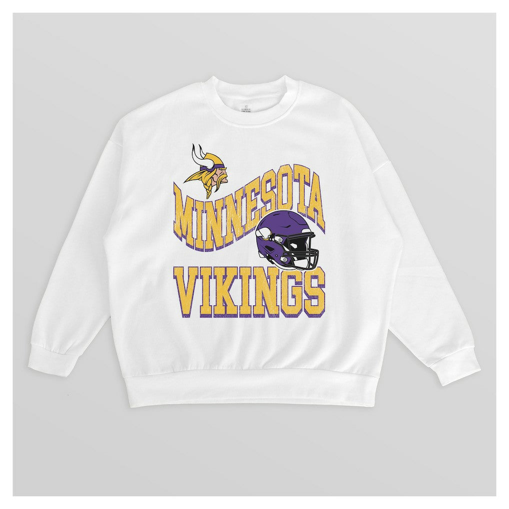 NFL Minnesota Vikings Gameday Couture Women's Oversized Hard Earned Premium Fleece Pullover Sweatshirt