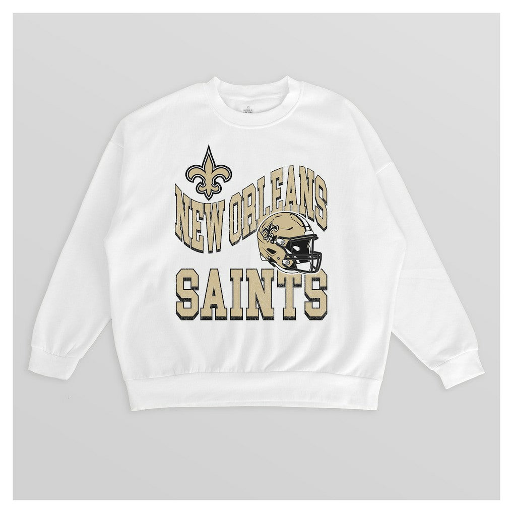 NFL New Orleans Saints Gameday Couture Women's Oversized Hard Earned Premium Fleece Pullover Sweatshirt