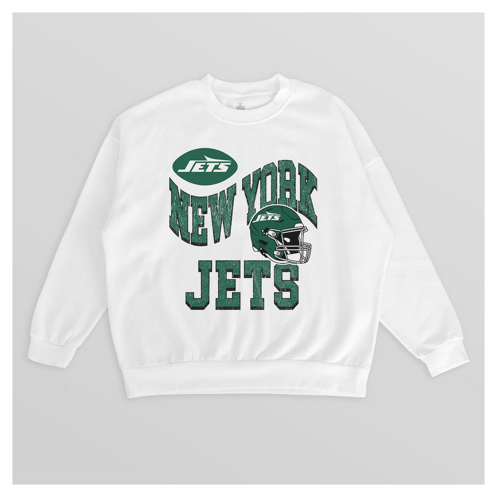 NFL New York Jets Gameday Couture Women's Oversized Hard Earned Premium Fleece Pullover Sweatshirt