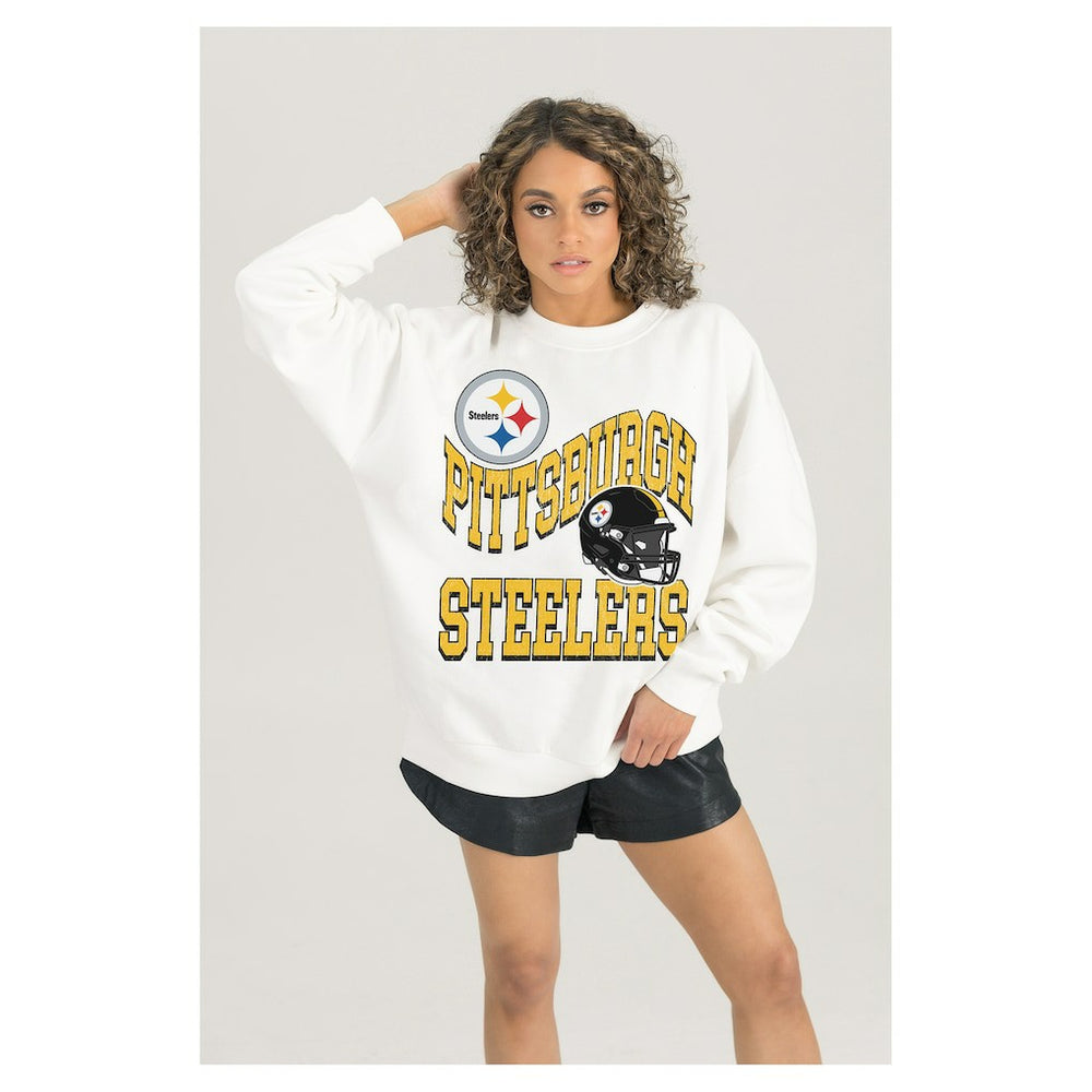 NFL Pittsburgh Steelers Gameday Couture Women's Oversized Hard Earned Premium Fleece Pullover Sweatshirt