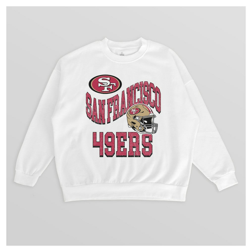 NFL San Francisco 49ers Gameday Couture Women's Oversized Hard Earned Premium Fleece Pullover Sweatshirt