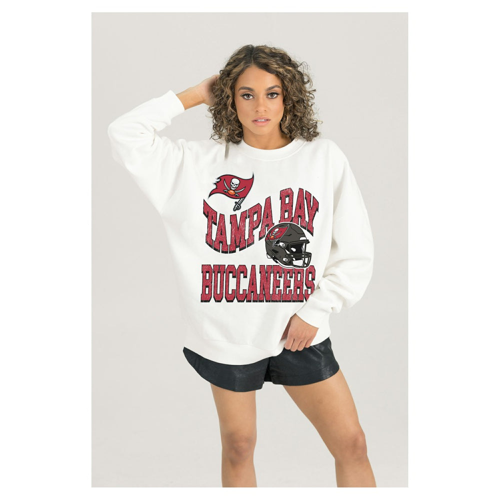 NFL Tampa Bay Buccaneers Gameday Couture Women's Oversized Hard Earned Premium Fleece Pullover Sweatshirt