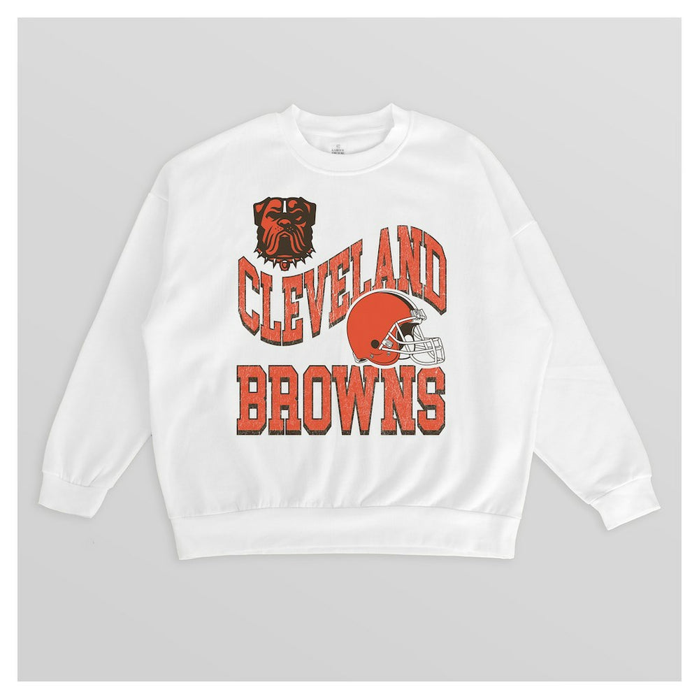 NFL Cleveland Browns Gameday Couture Women's Oversized Hard Earned Premium Fleece Pullover Sweatshirt