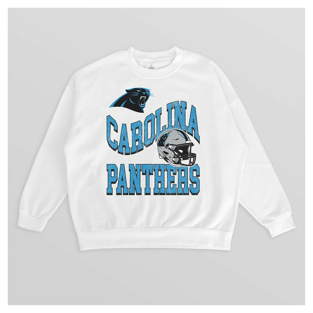 NFL Carolina Panthers Gameday Couture Women's Oversized Hard Earned Premium Fleece Pullover Sweatshirt