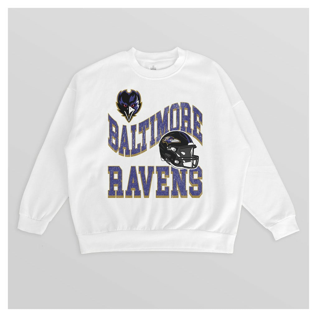NFL Baltimore Ravens Gameday Couture Women's Oversized Hard Earned Premium Fleece Pullover Sweatshirt