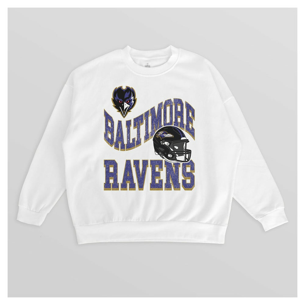 NFL Baltimore Ravens Gameday Couture Women's Oversized Hard Earned Premium Fleece Pullover Sweatshirt