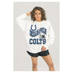 NFL Indianapolis Colts Gameday Couture Women's Oversized Hard Earned Premium Fleece Pullover Sweatshirt