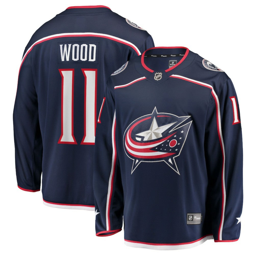Miles Wood Columbus Blue Jackets Fanatics Home Breakaway Jersey