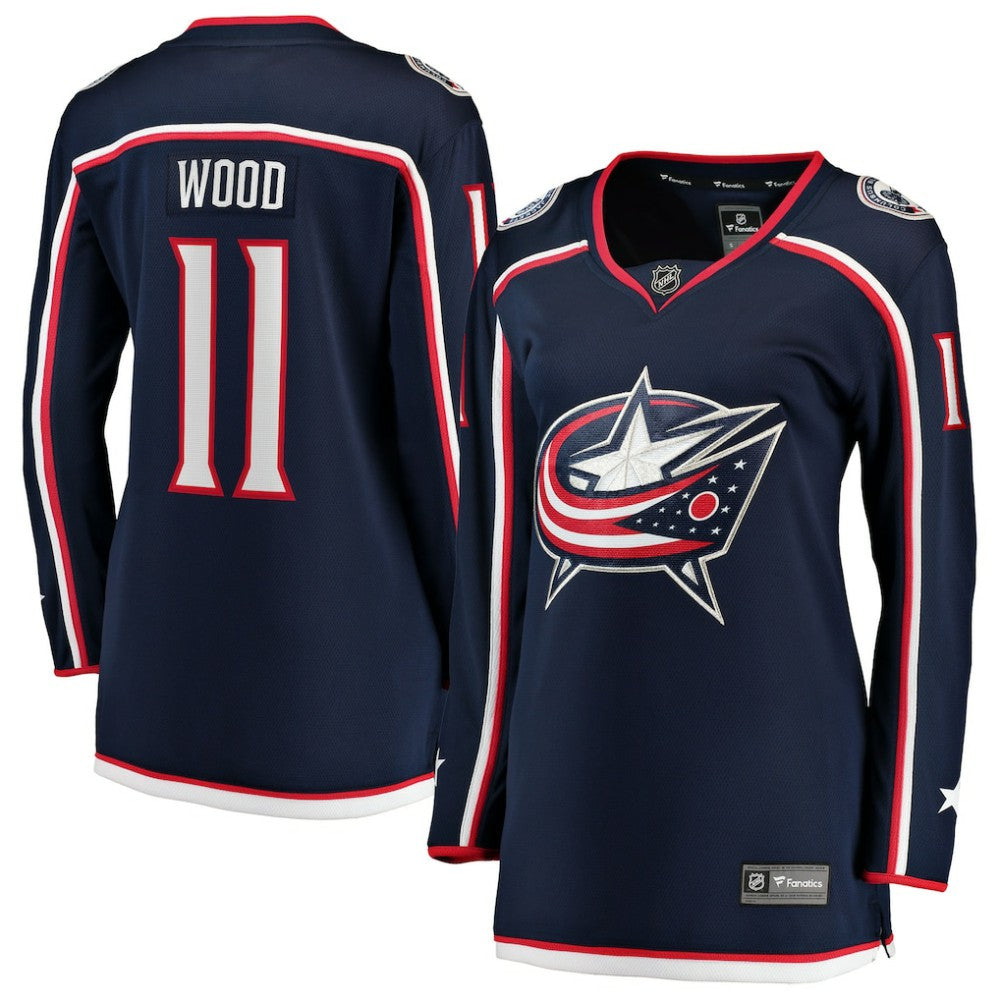 Miles Wood Columbus Blue Jackets Fanatics Women's Home Breakaway Jersey