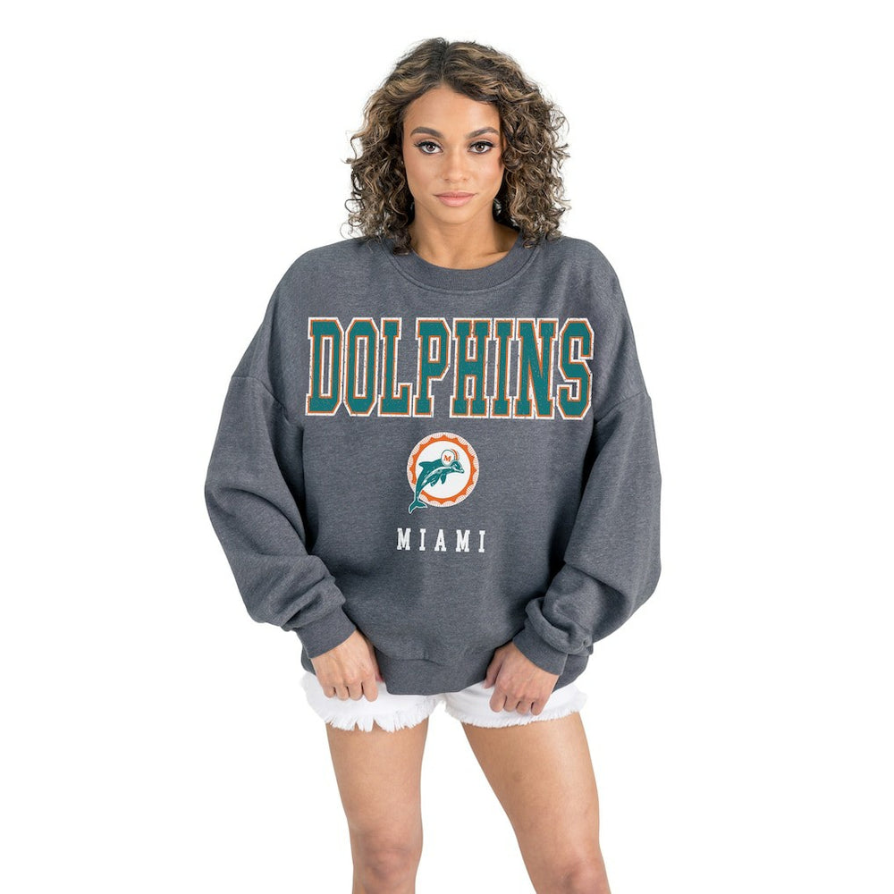 NFL Miami Dolphins Gameday Couture Women's Bring Your Energy Oversized Premium Fleece Pullover Sweatshirt