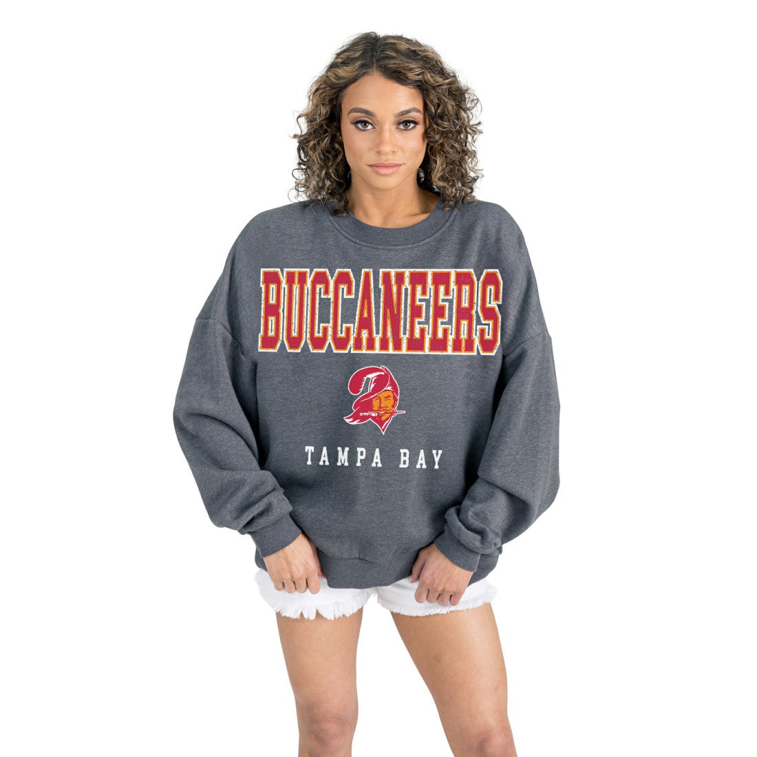 NFL Tampa Bay Buccaneers Gameday Couture Women's Bring Your Energy Oversized Premium Fleece Pullover Sweatshirt