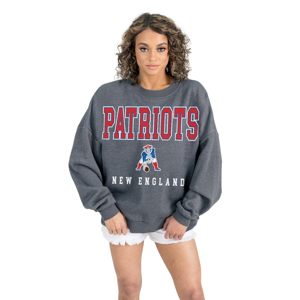 NFL New England Patriots Gameday Couture Women's Bring Your Energy Oversized Premium Fleece Pullover Sweatshirt
