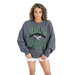 NFL Philadelphia Eagles Gameday Couture Women's Long Weekends Oversized Premium Fleece Pullover Sweatshirt