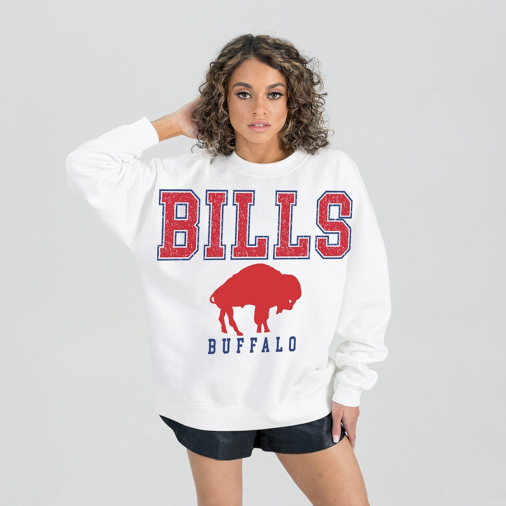 NFL Buffalo Bills Gameday Couture Women's Classic Sunday Drives Oversized Premium Fleece Pullover Sweatshirt