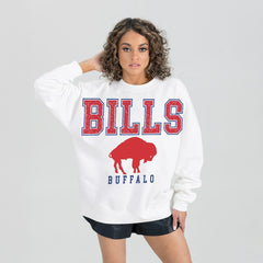 NFL Buffalo Bills Gameday Couture Women's Classic Sunday Drives Oversized Premium Fleece Pullover Sweatshirt