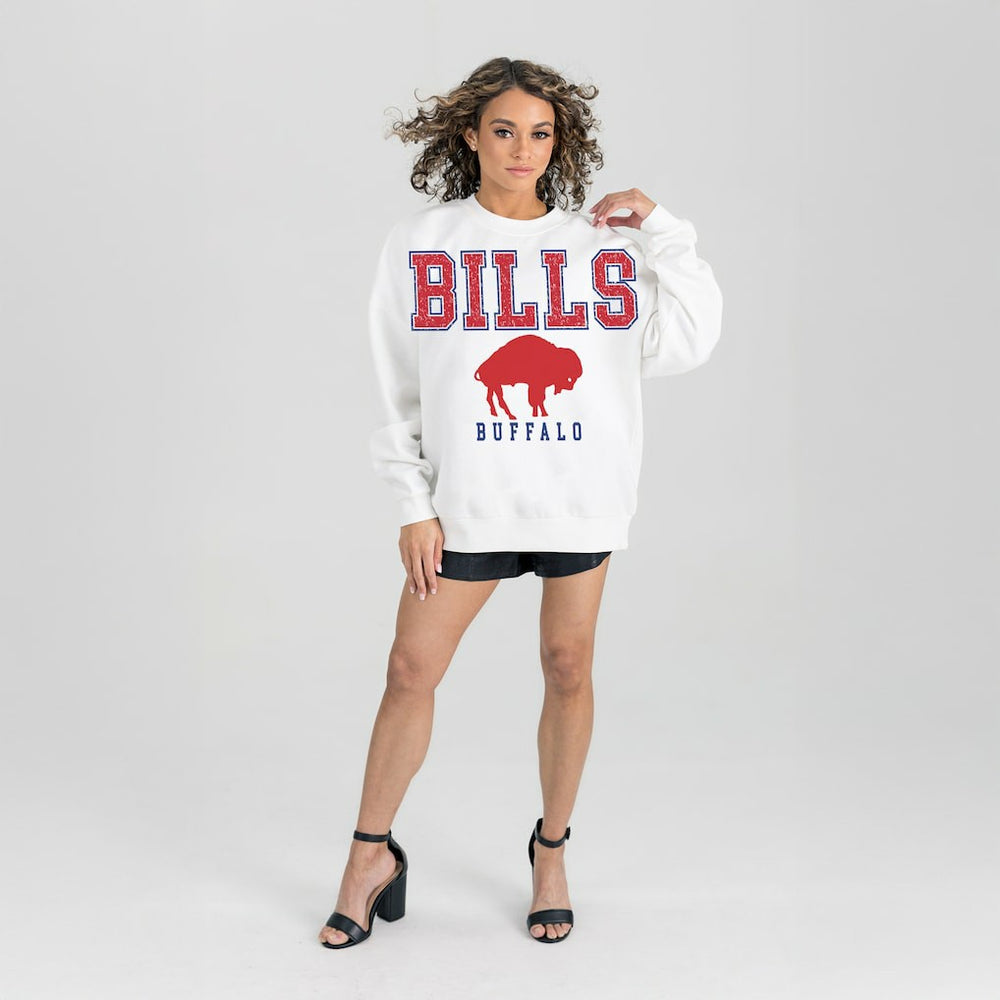 NFL Buffalo Bills Gameday Couture Women's Classic Sunday Drives Oversized Premium Fleece Pullover Sweatshirt