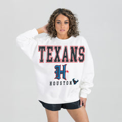 NFL Houston Texans Gameday Couture Women's Classic Sunday Drives Oversized Premium Fleece Pullover Sweatshirt