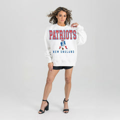 NFL New England Patriots Gameday Couture Women's Classic Sunday Drives Oversized Premium Fleece Pullover Sweatshirt