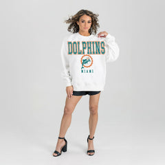 NFL Miami Dolphins Gameday Couture Women's Classic Sunday Drives Oversized Premium Fleece Pullover Sweatshirt