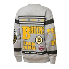 Boston Bruins Mitchell & Ness Youth Allover Print Fleece Crewneck Sweatshirt