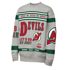 New Jersey Devils Mitchell & Ness Youth Allover Print Fleece Crewneck Sweatshirt