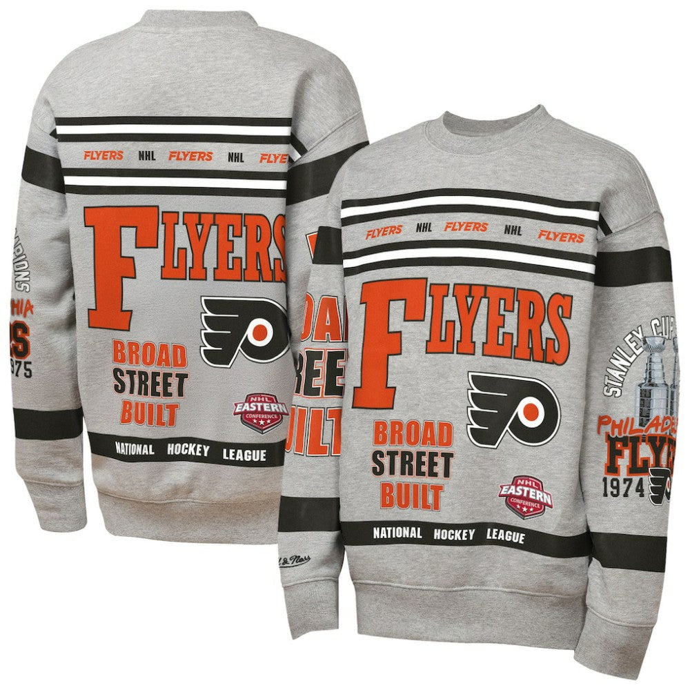 Philadelphia Flyers Mitchell & Ness Youth Allover Print Fleece Crewneck Sweatshirt