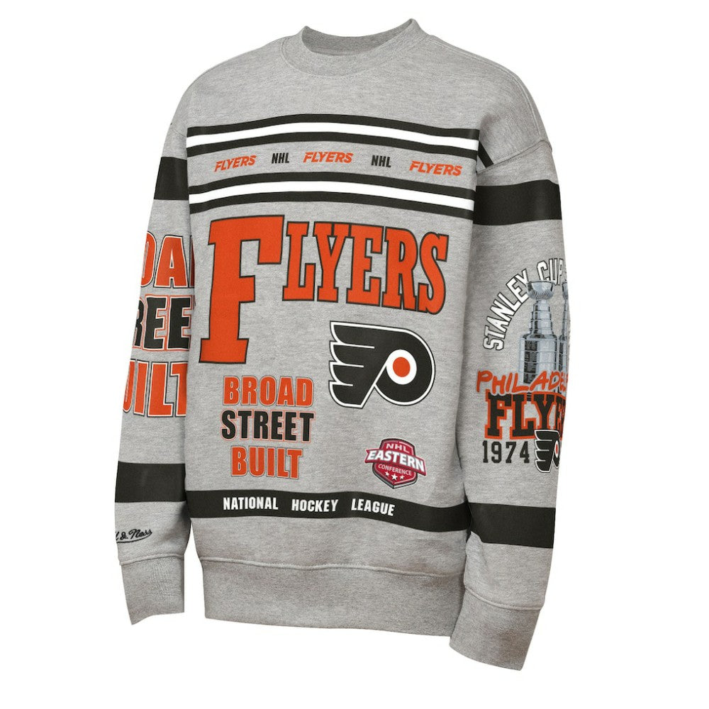 Philadelphia Flyers Mitchell & Ness Youth Allover Print Fleece Crewneck Sweatshirt