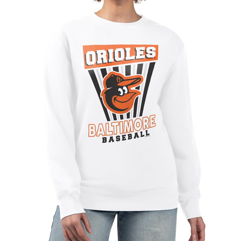 Baltimore Orioles Starter Women's Poster Print Team Fleece Pullover Sweatshirt - White