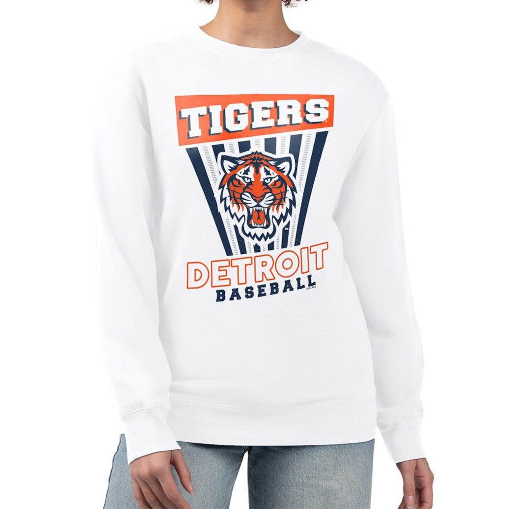 Detroit Tigers Starter Women's Poster Print Team Fleece Pullover Sweatshirt - White