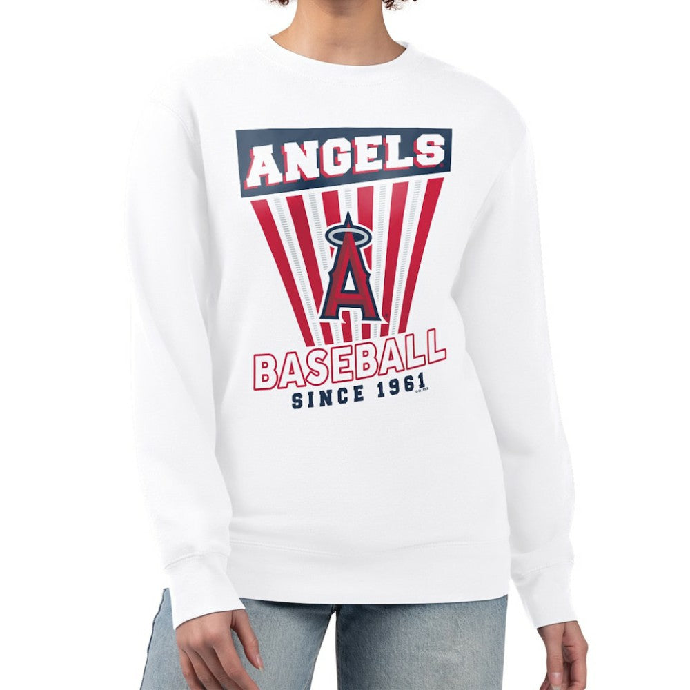 Los Angeles Angels Starter Women's Poster Print Team Fleece Pullover Sweatshirt - White