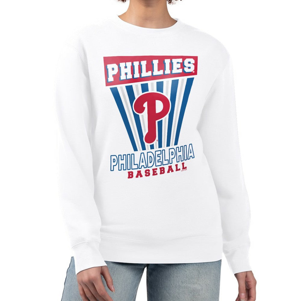 Philadelphia Phillies Starter Women's Poster Print Team Fleece Pullover Sweatshirt - White