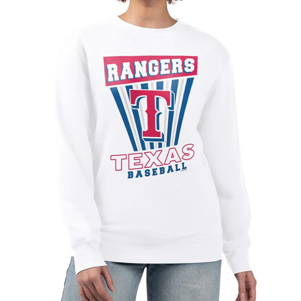 Texas Rangers Starter Women's Poster Print Team Fleece Pullover Sweatshirt - White