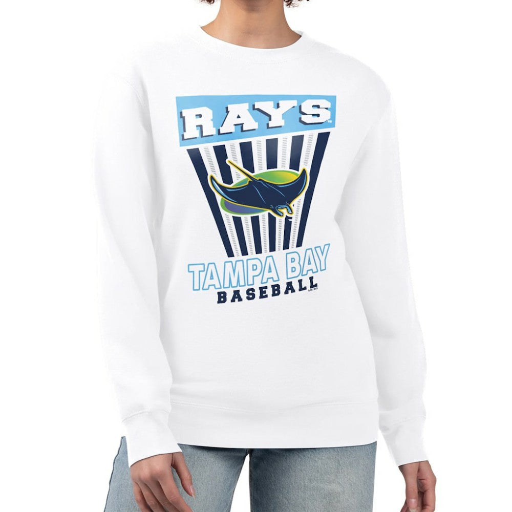 Tampa Bay Rays Starter Women's Poster Print Team Fleece Pullover Sweatshirt - White